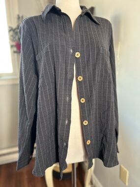 Billabong Charcoal Grey Textured Button Down Shirt - Large